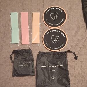 New Booty Bands & Sliders Set - Pastel Green, Pink, Peach With Carrying Pouch